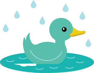 Splashing Serenity A Duck's Journey in the Rain
