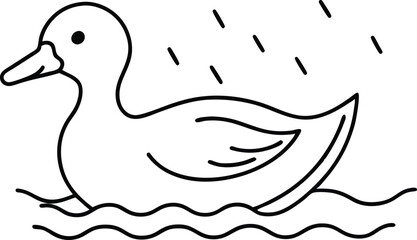 Duck Swimming in Raindrops Blissful Moments on a Rainy Day
