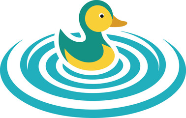 Duck Gliding on Tranquil Waters with Circular Ripples
