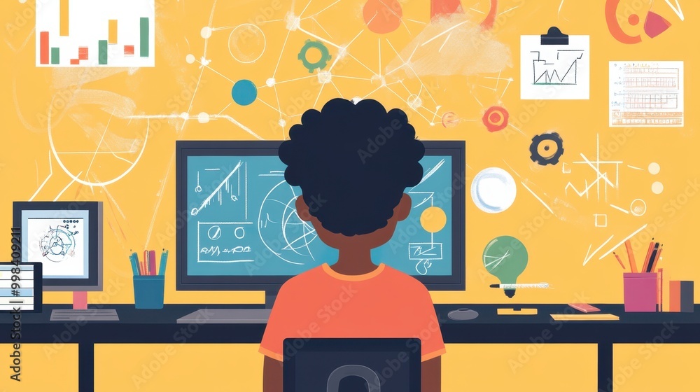 Poster adaptive learning technology helping students master concepts at their own pace.