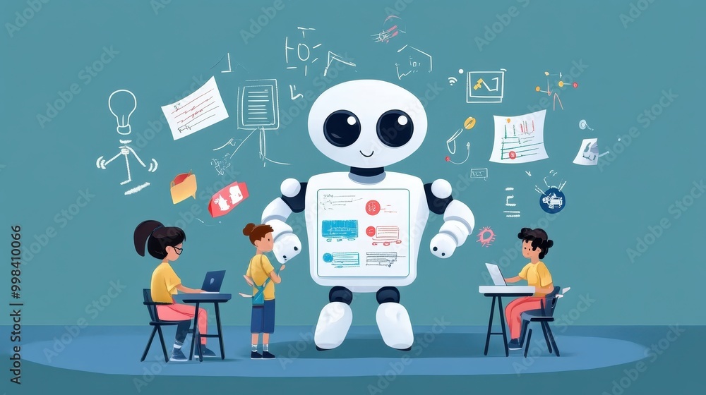 Poster ai-powered tools assisting teachers in creating personalized lesson plans for students.