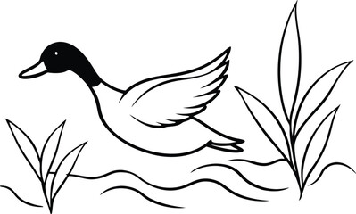 Majestic Ducks in Flight Illustrated with Elegant Vector Design
