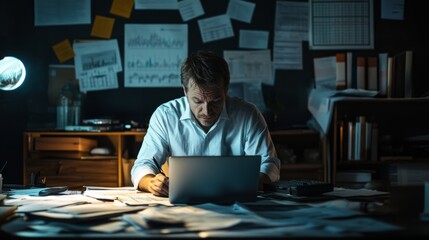 Focused Researcher in Home Office