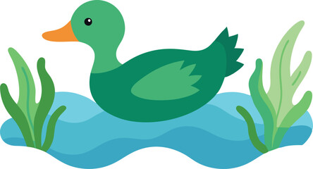 Simple Flowing Curves Duck Vector Illustration Design for Serenity
