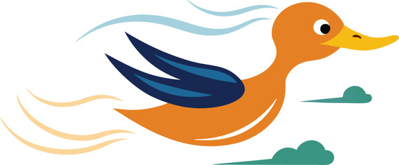 Playful Ducks Soaring and Chasing Each Other Vector Style
