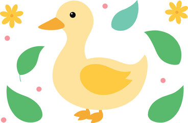 Playful Ducks Among Green Leaves Seamless Pattern
