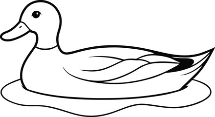 Duck in Tranquil Pond Vector Art Kids Coloring Page