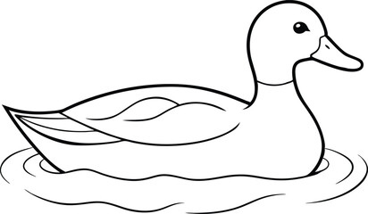 Serene Mallard Duck Swimming in Peaceful Pond Vector Illustration for Children coloring 
