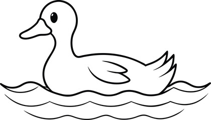 Playful Duck Feet in Shallow Water Vector Drawing for Kids Coloring Activity
