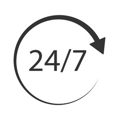 Open 24/7 icon. Support and shopping symbol sing. Vector illustration image. 
