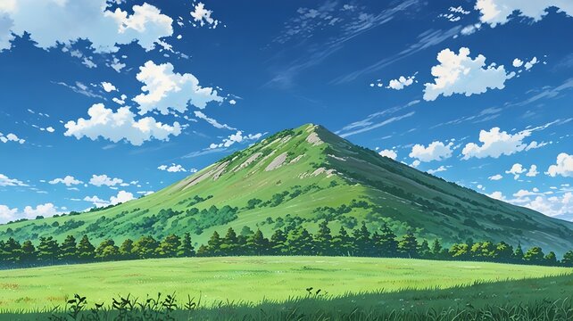 A hill and mountain in Sumer cartoon anime