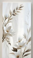 White and gold flowers on a gray background