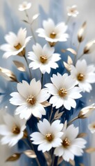 White and gold flowers on a gray background