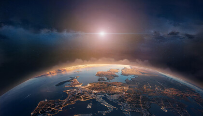 Fototapeta premium Planète : Vue sur l'Europe dans le globe