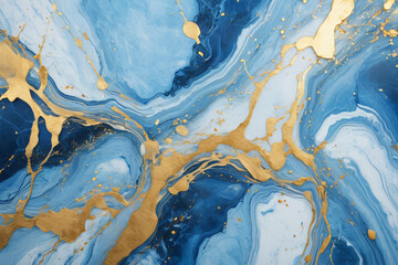 Textura Abstracta Elegante con Patrones de Mármol Azul y Detalles Dorados
