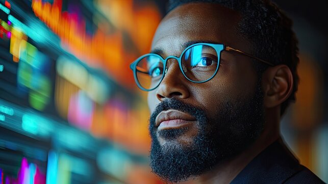 A tech expert demonstrates AI and global connectivity, visualizing AI’s transformative power in business analytics.