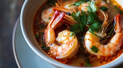 Tom Yum Goong is a traditional Thai soup that is both hot and sour.