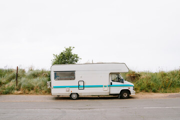 Motorhome wild camping at the side of the road in the industrial part of Great Yarmouth.