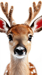 Cute Christmas Reindeer Isolated on White Backdrop