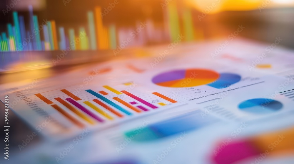 Aufkleber visualize a close-up of a financial report with detailed spreadsheets and colorful charts