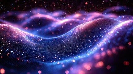 Fototapeta premium A wireframe-based abstract technology background featuring blue and purple tones, creating a futuristic atmosphere.