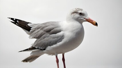 Fototapeta premium Natural white seagull isolated on a white background, aquatic animal