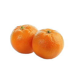 Two ripe tangerines laying on a white background, isolated and ready for consumption