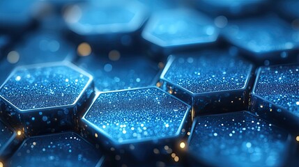 Fototapeta premium Abstract light blue background with hexagon shapes is ideal for medical technology presentations and modern design.