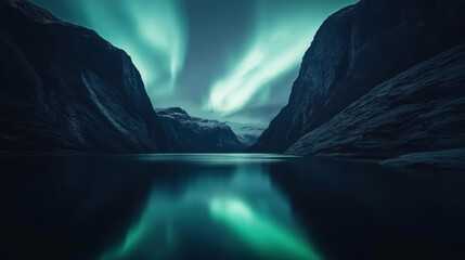 Northern Lights over a mountain lake