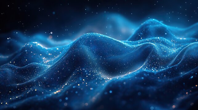 Alien technology merges nature and futuristic elements in a blue and black abstract background.