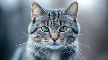 Obraz premium A gray-striped cat