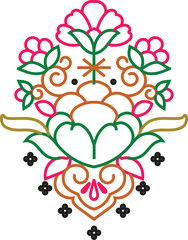 Stylish vintage floral pattern with black, and white colors contrasting background. Ornamental style all over geometric vector design, fabric, apparel textile block