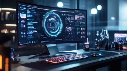 Visualize a modern computer with a clean, minimalist design