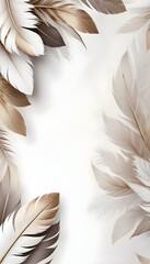 Naklejka premium Elegant white and gold feather pattern with soft