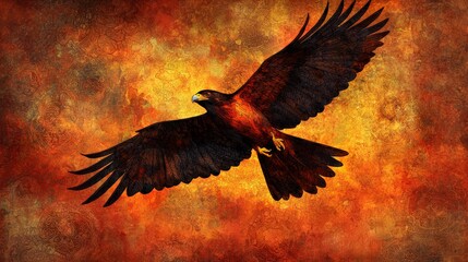 Fototapeta premium Stylized Bird in Flight with Cloud Patterns