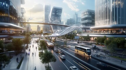 Fototapeta premium Visualize a modern smart city with advanced infrastructure.