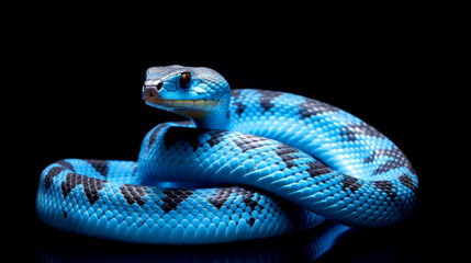 Fototapeta premium snake reptile looking on black background