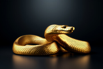 Fototapeta premium snake reptile looking on black background