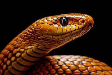 Fototapeta premium snake reptile looking on black background