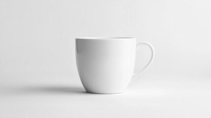 Obraz premium minimalist product photography crisp white coffee mug isolated on pure white background clean highkey studio shot emphasizing shape and simplicity