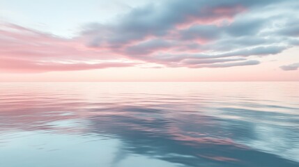 Fototapeta premium Visualize a tranquil sea under a soft, pastel-colored sky at dawn.