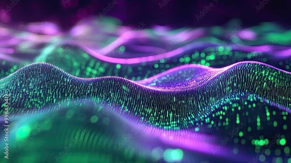 Fototapete abstract digital streams of green and violet, symbolizing julia's analytical power in dynamic data s