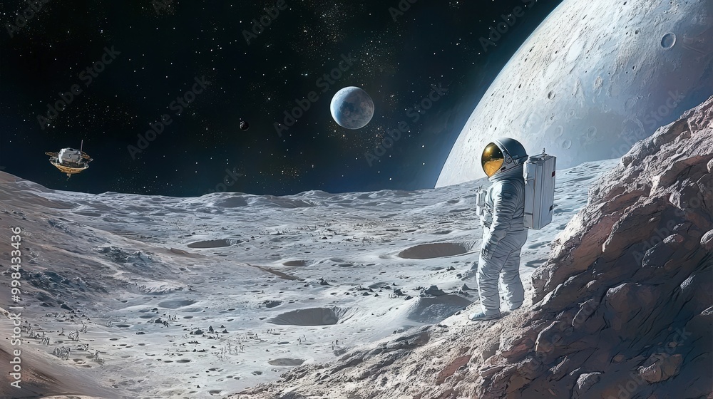 Poster visualize a world where space exploration is a reality for many.