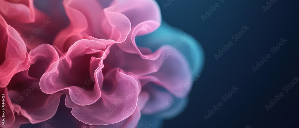 Poster a vibrant swirl of pink and blue textures, creating a mesmerizing abstract visual with smooth, flowi