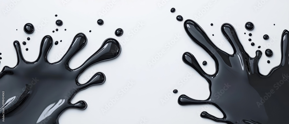 Poster abstract black paint splash on a white background, creating a striking contrast and artistic visual 