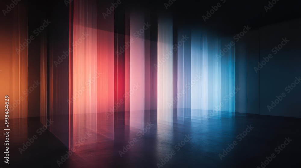 Poster vibrant light beams create a stunning backdrop, enhancing the atmosphere with colorful contrasts and