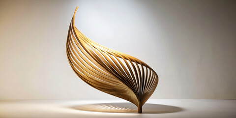beautifully crafted bamboo leaf sculpture, elegantly designed with flowing lines and minimalist aesthetic, creates serene atmosphere in any space