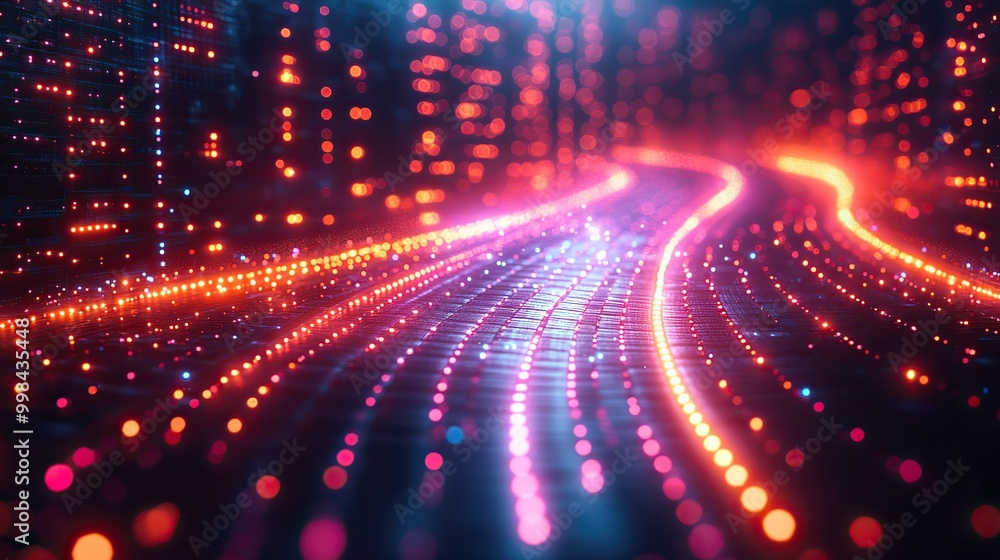 Wall mural an abstract background with glowing lights represents advanced technological visuals.