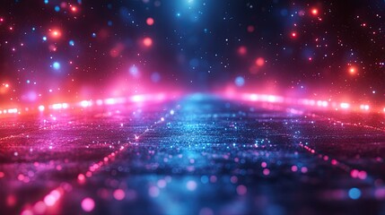 Fototapeta premium An abstract background with neon lights in blue and purple creates a vibrant technological atmosphere.