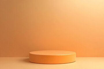 Front view of orange podium in a beige background for advertising , abstract content